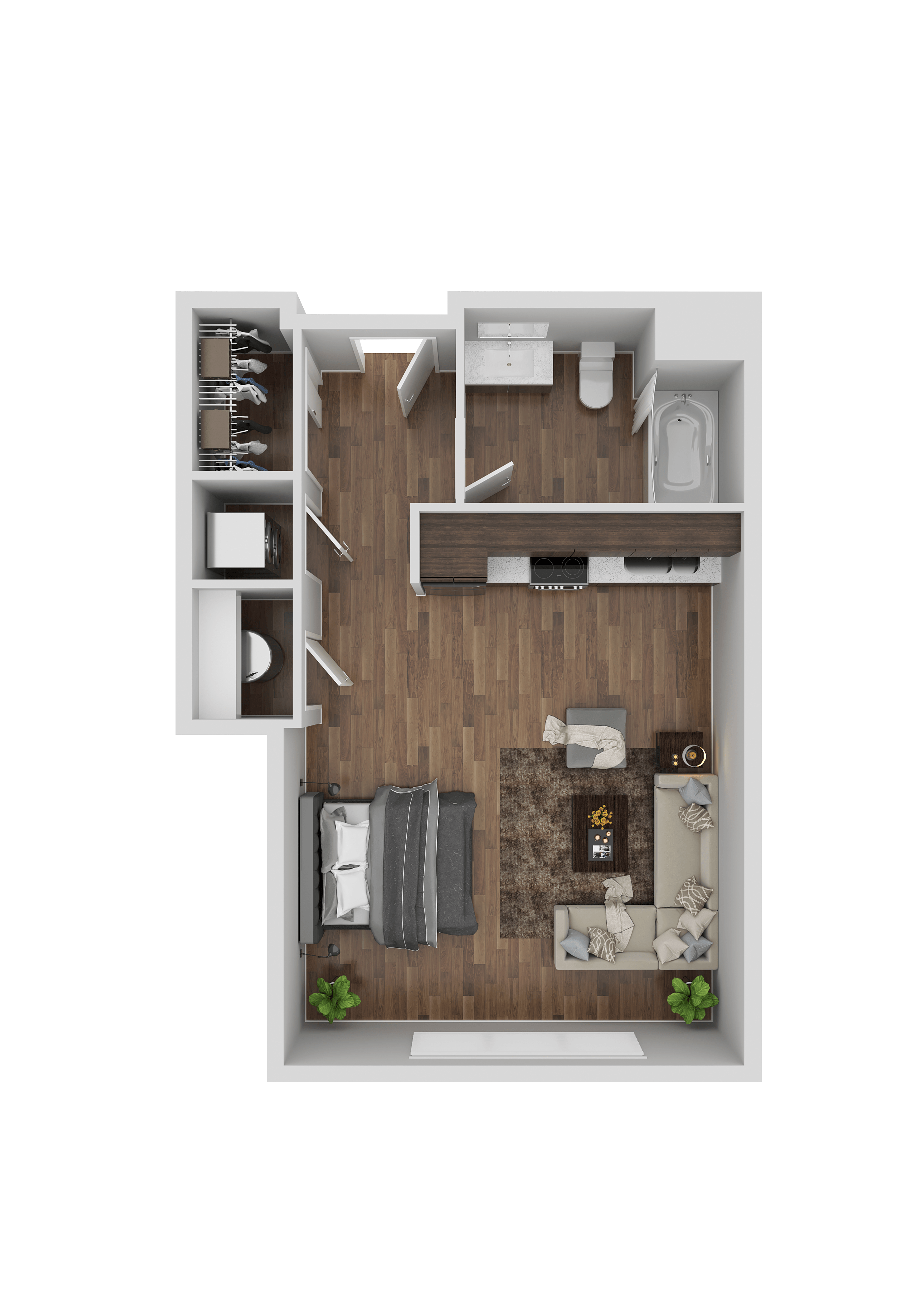 Floor plan for studio, 1 bath, 507 sqft